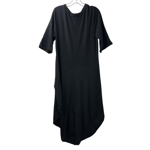 Oh My Gauze Florida Womens Size 1 Black Button Down Tunic Dress Boho Asymmetric - Picture 2 of 13